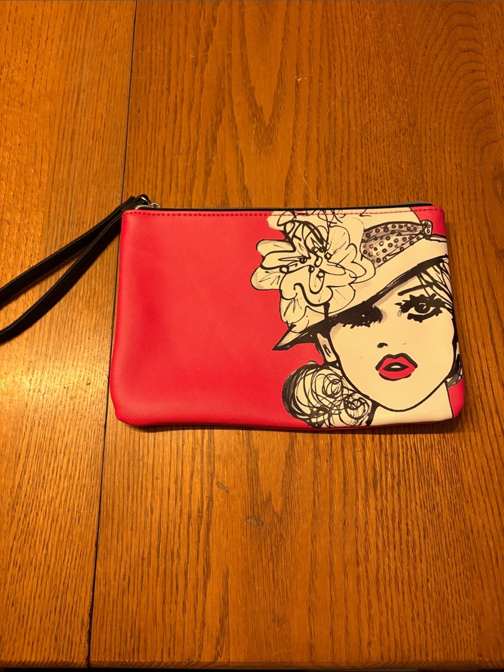 (5/$20) Women's Pink Wristlet Clutch with Fashion Illustration